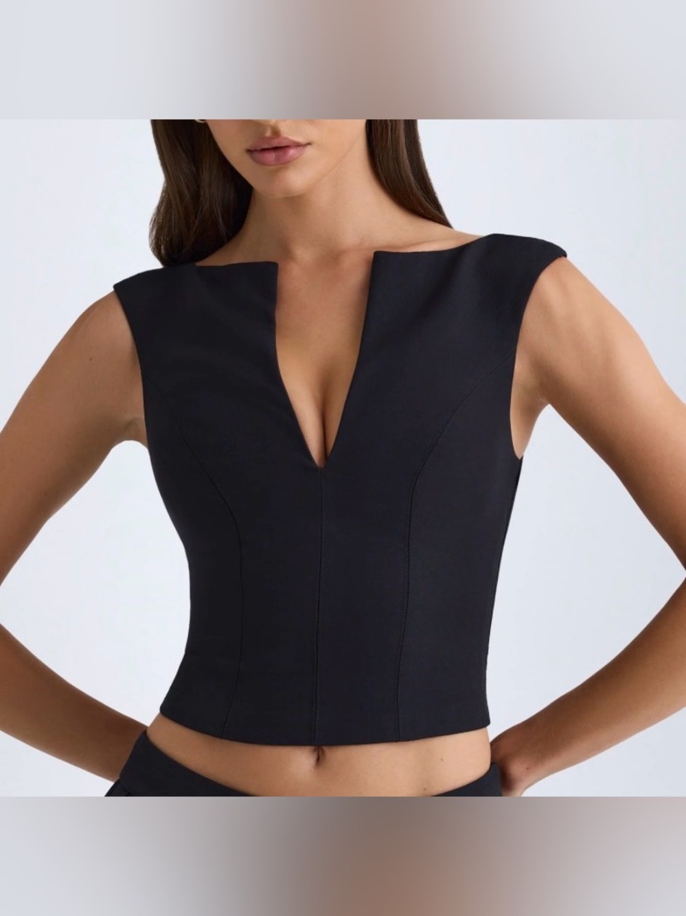Oh Polly Black Asymmetrical V-Notch Crop Dress